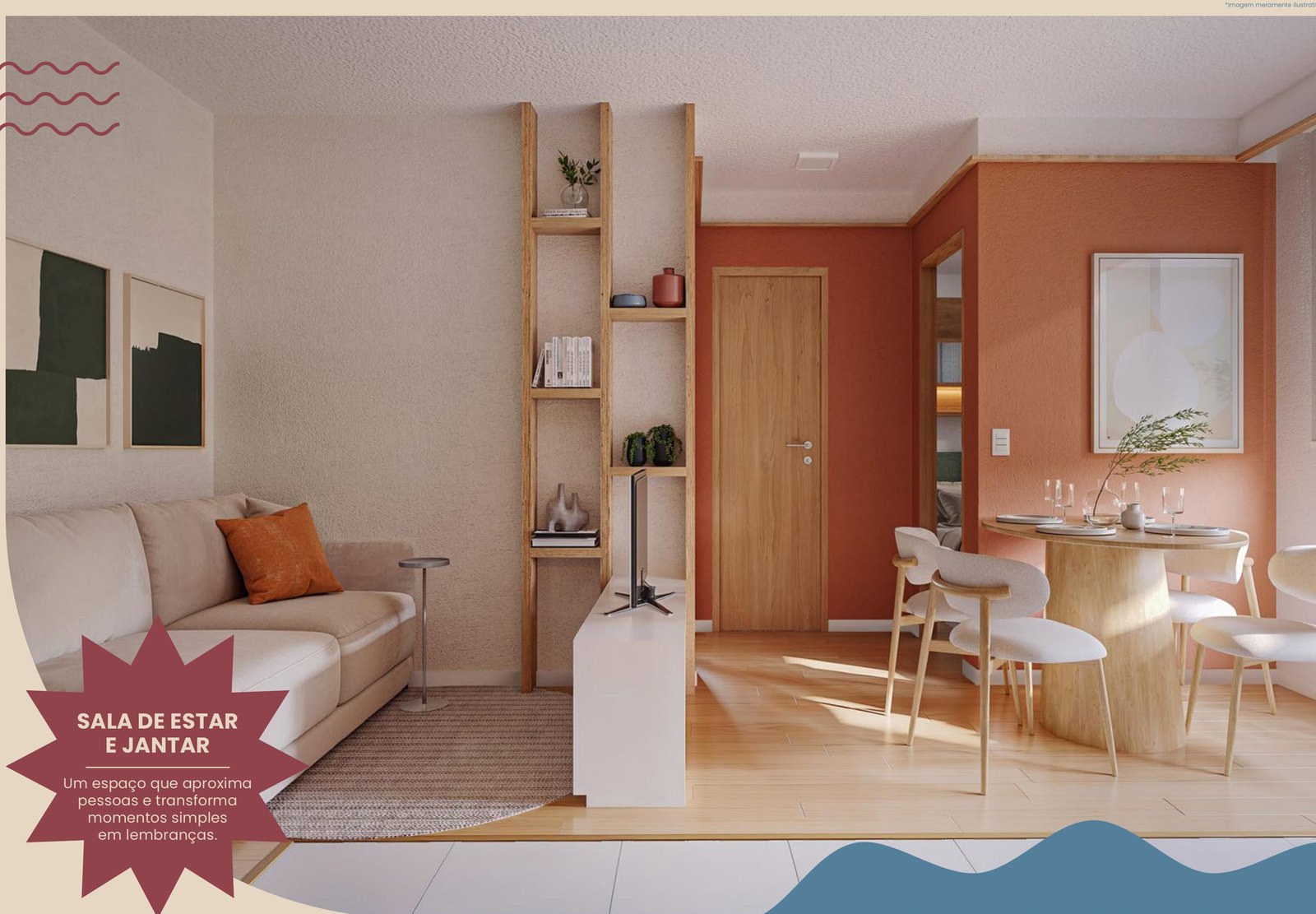Living integrado do apartamento decorado